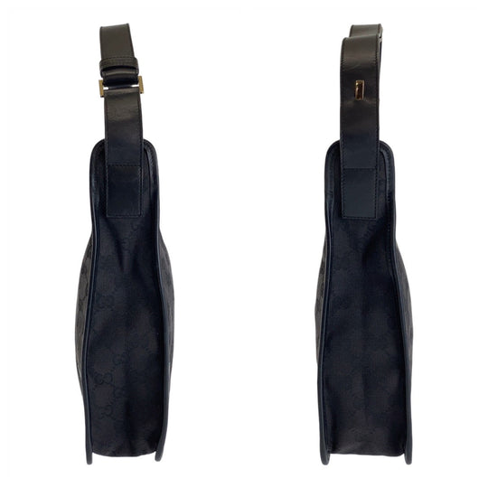 GUCCI Shoulder Bag 1.4205 GG canvas, leather Black GoldMetal Hobo Shoulder Bag Women Used Authentic