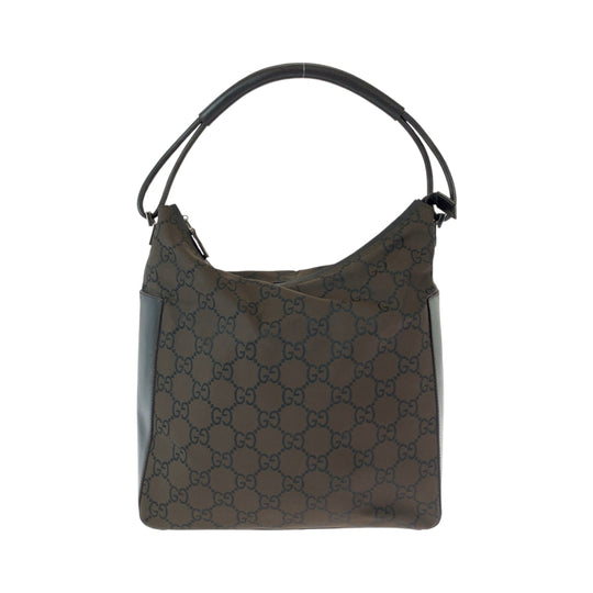 GUCCI Shoulder Bag 001 3770 Nylon Brown Silver Metal One Shoulder Bag Women Used Authentic
