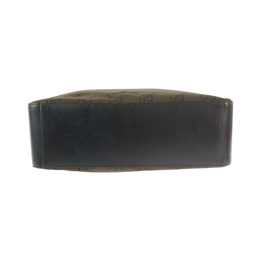 GUCCI Shoulder Bag 001 3770 Nylon Brown Silver Metal One Shoulder Bag Women Used Authentic