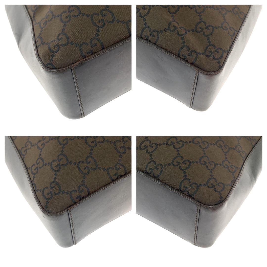 GUCCI Shoulder Bag 001 3770 Nylon Brown Silver Metal One Shoulder Bag Women Used Authentic