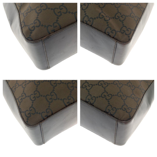 GUCCI Shoulder Bag 001 3770 Nylon Brown Silver Metal One Shoulder Bag Women Used Authentic