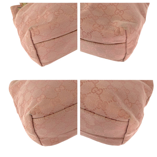 GUCCI Tote Bag 002 1075 GG canvas Pink Beige SilverMetal Tote Bag Shoulder Bag Women Used Authentic