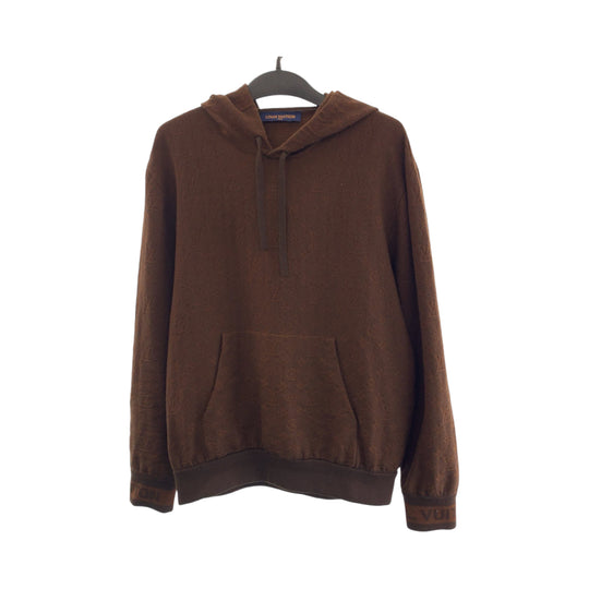 LOUIS VUITTON Hoodie RM212 AU7 HLN81W wool Brown Jacquard Hoodie Monogram mens L Used Authentic