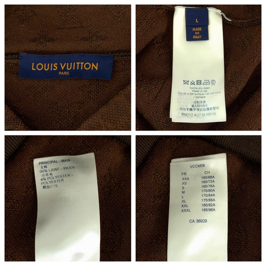 LOUIS VUITTON Hoodie RM212 AU7 HLN81W wool Brown Jacquard Hoodie Monogram mens L Used Authentic