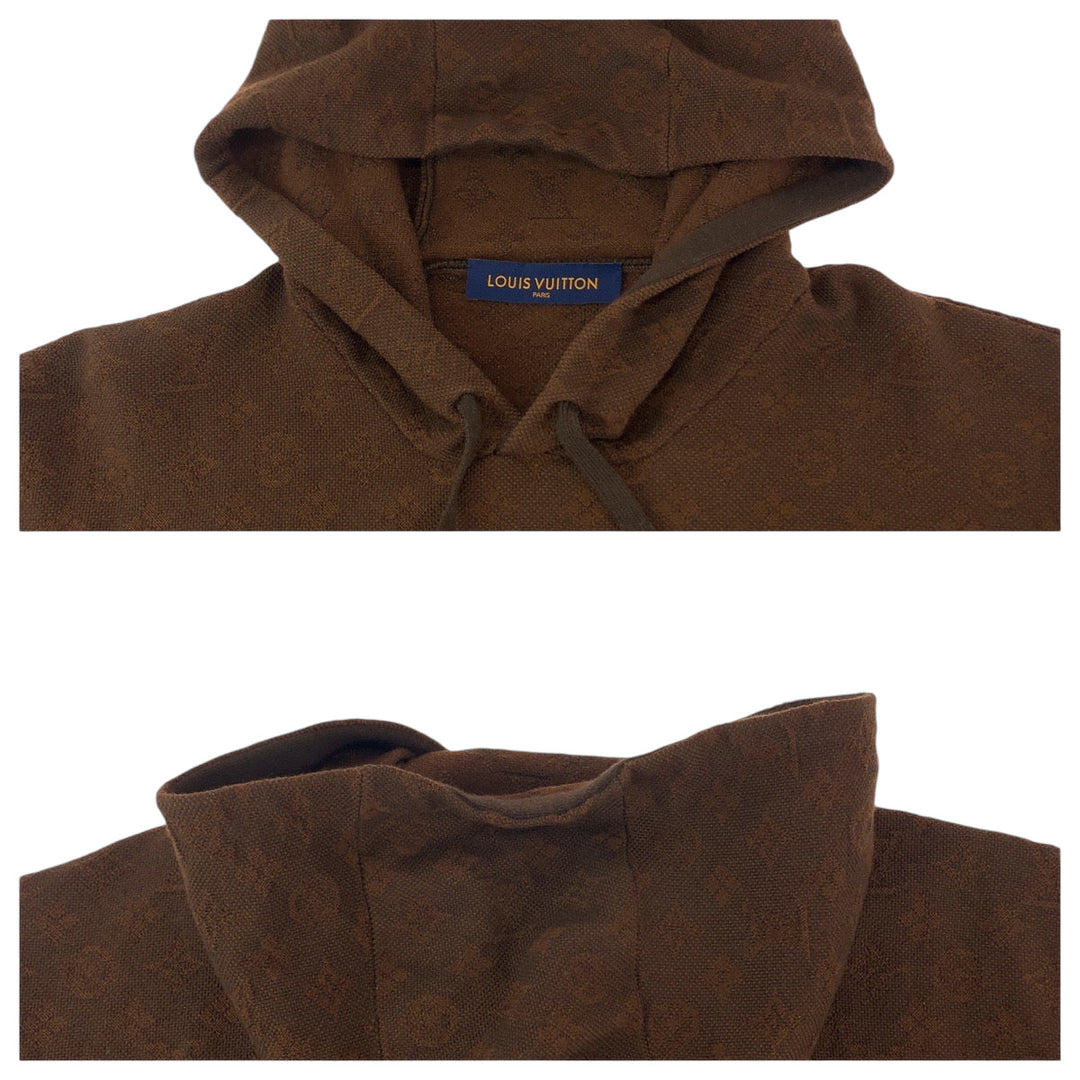 LOUIS VUITTON Hoodie RM212 AU7 HLN81W wool Brown Jacquard Hoodie Monogram mens L Used Authentic