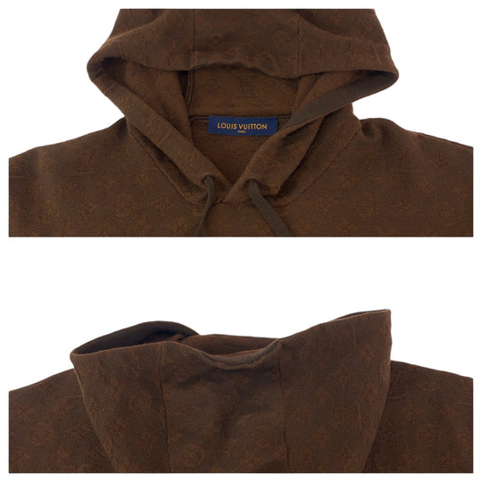 LOUIS VUITTON Hoodie RM212 AU7 HLN81W wool Brown Jacquard Hoodie Monogram mens L Used Authentic