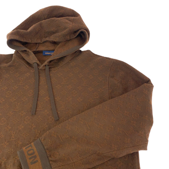 LOUIS VUITTON Hoodie RM212 AU7 HLN81W wool Brown Jacquard Hoodie Monogram mens L Used Authentic