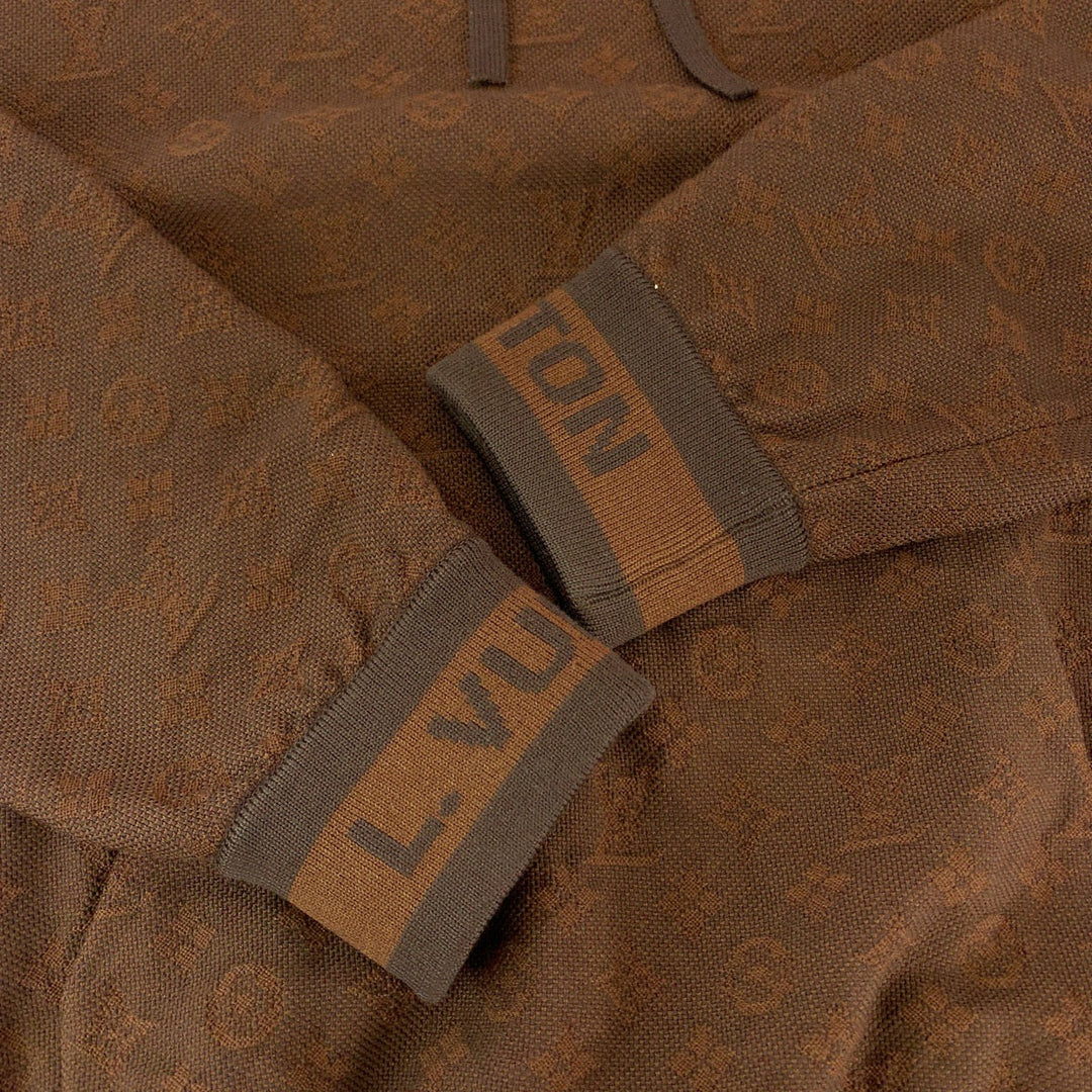 LOUIS VUITTON Hoodie RM212 AU7 HLN81W wool Brown Jacquard Hoodie Monogram mens L Used Authentic