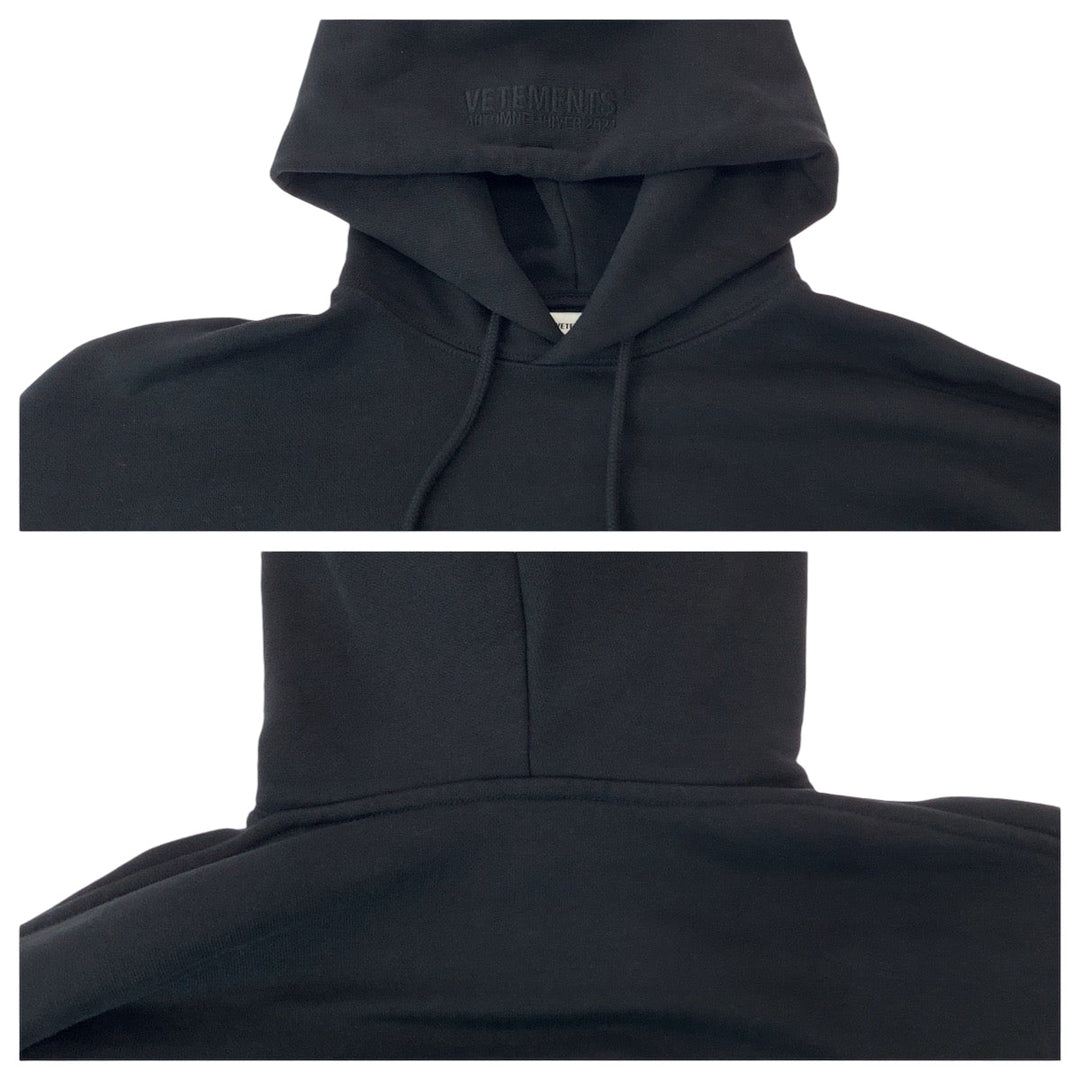 VETEMENTS Hoodie UAH21TR542 cotton black Hoodie 22AW Cut-off pullover mens S Used Authentic
