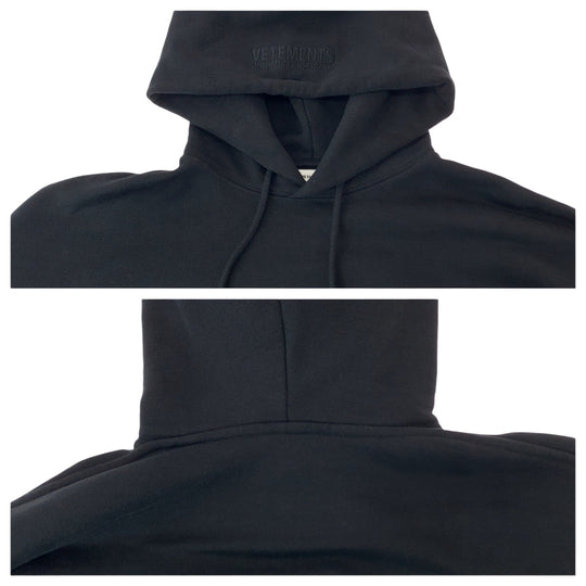 VETEMENTS Hoodie UAH21TR542 cotton black Hoodie 22AW Cut-off pullover mens S Used Authentic