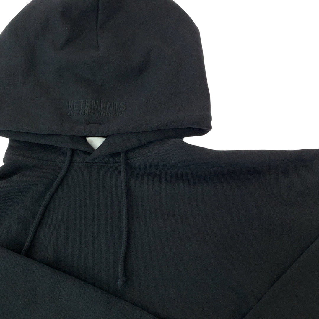 VETEMENTS Hoodie UAH21TR542 cotton black Hoodie 22AW Cut-off pullover mens S Used Authentic