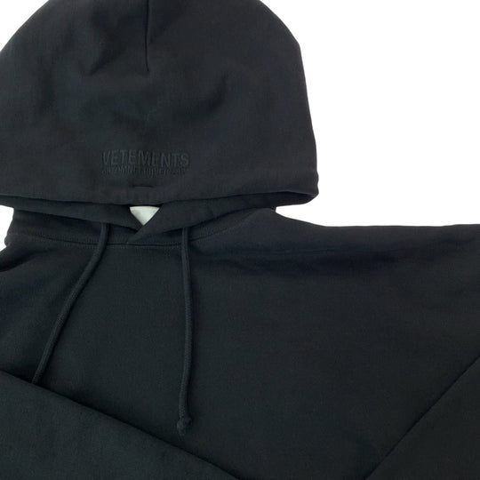 VETEMENTS Hoodie UAH21TR542 cotton black Hoodie 22AW Cut-off pullover mens S Used Authentic