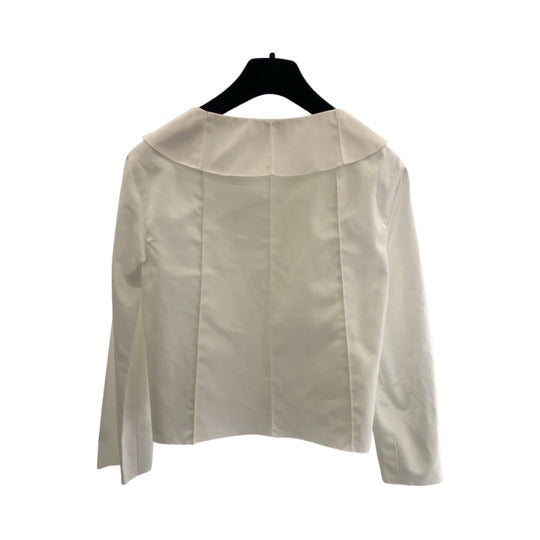 CHANEL Long sleeve shirt P13350V07529 cotton White SilverMetal Long sleeve shirt Shirt jacket Collarless jacket COCO Mark Women 34 Used Authentic