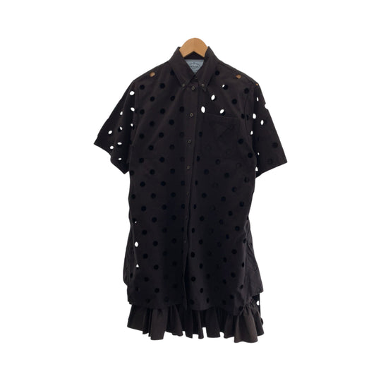 PRADA one piece cotton Black black One-piece with inner Eyelet Lace Poplin Women 36 Used Authentic
