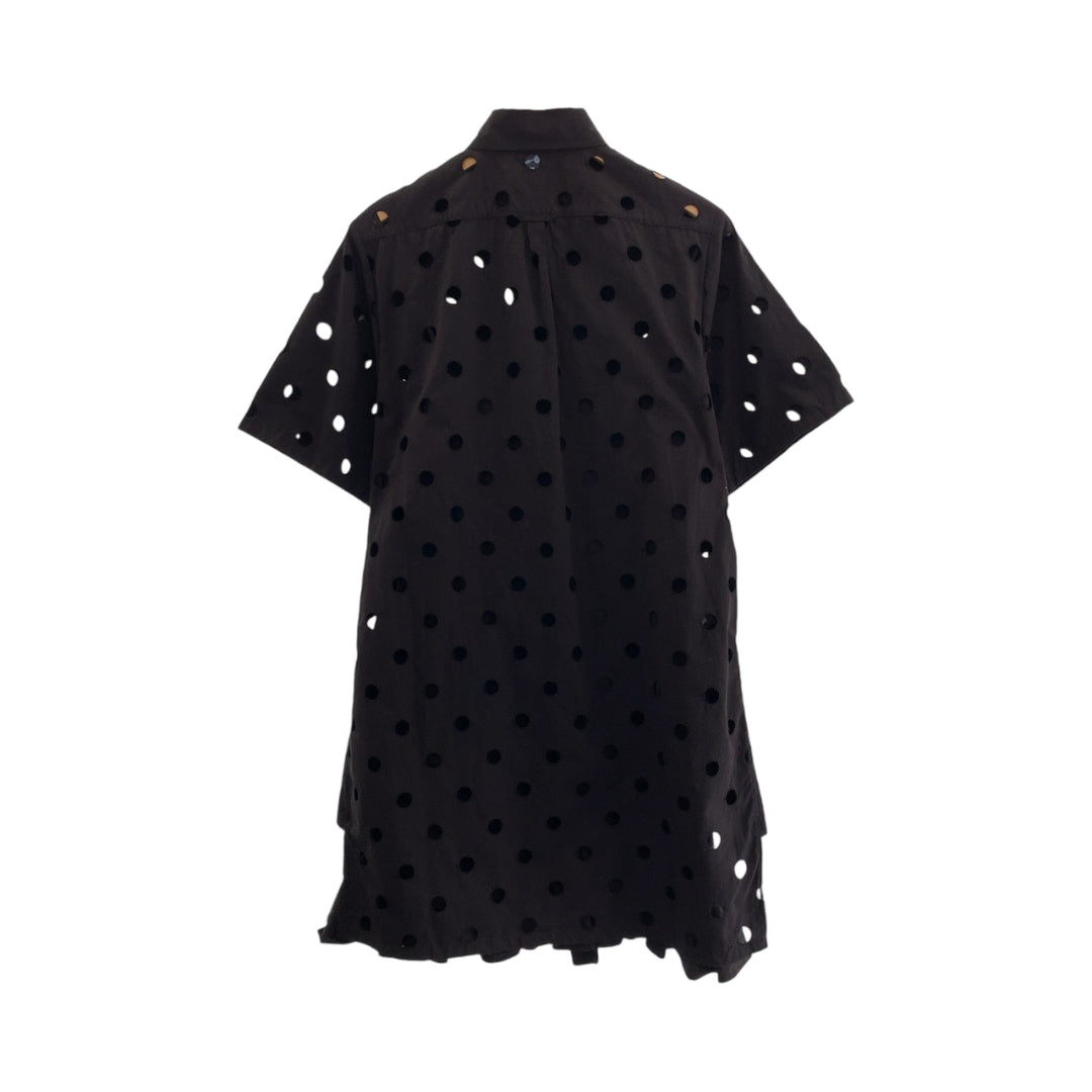 PRADA one piece cotton Black black One-piece with inner Eyelet Lace Poplin Women 36 Used Authentic