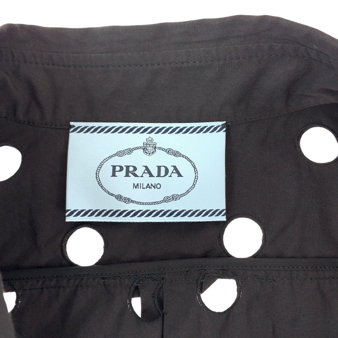 PRADA one piece cotton Black black One-piece with inner Eyelet Lace Poplin Women 36 Used Authentic