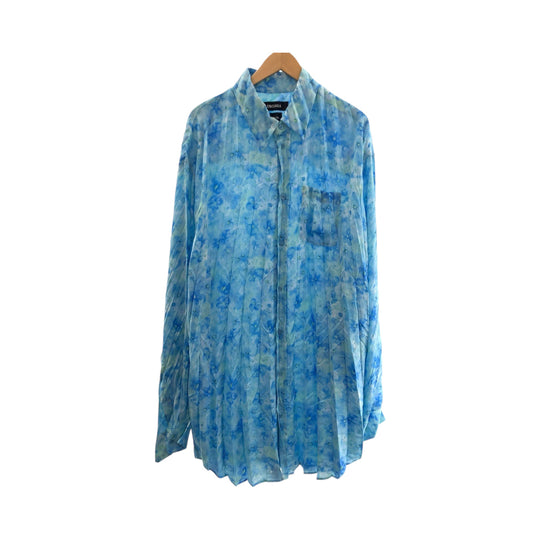 BALENCIAGA Long sleeve shirt polyester blue Floral Women L Used Authentic