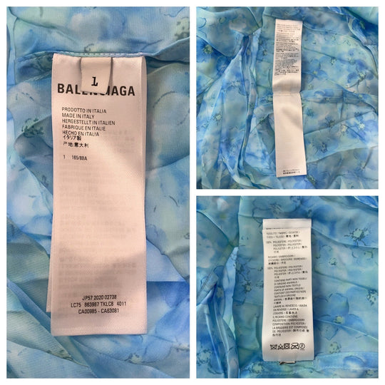 BALENCIAGA Long sleeve shirt polyester blue Floral Women L Used Authentic
