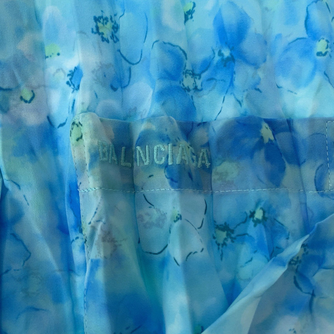 BALENCIAGA Long sleeve shirt polyester blue Floral Women L Used Authentic