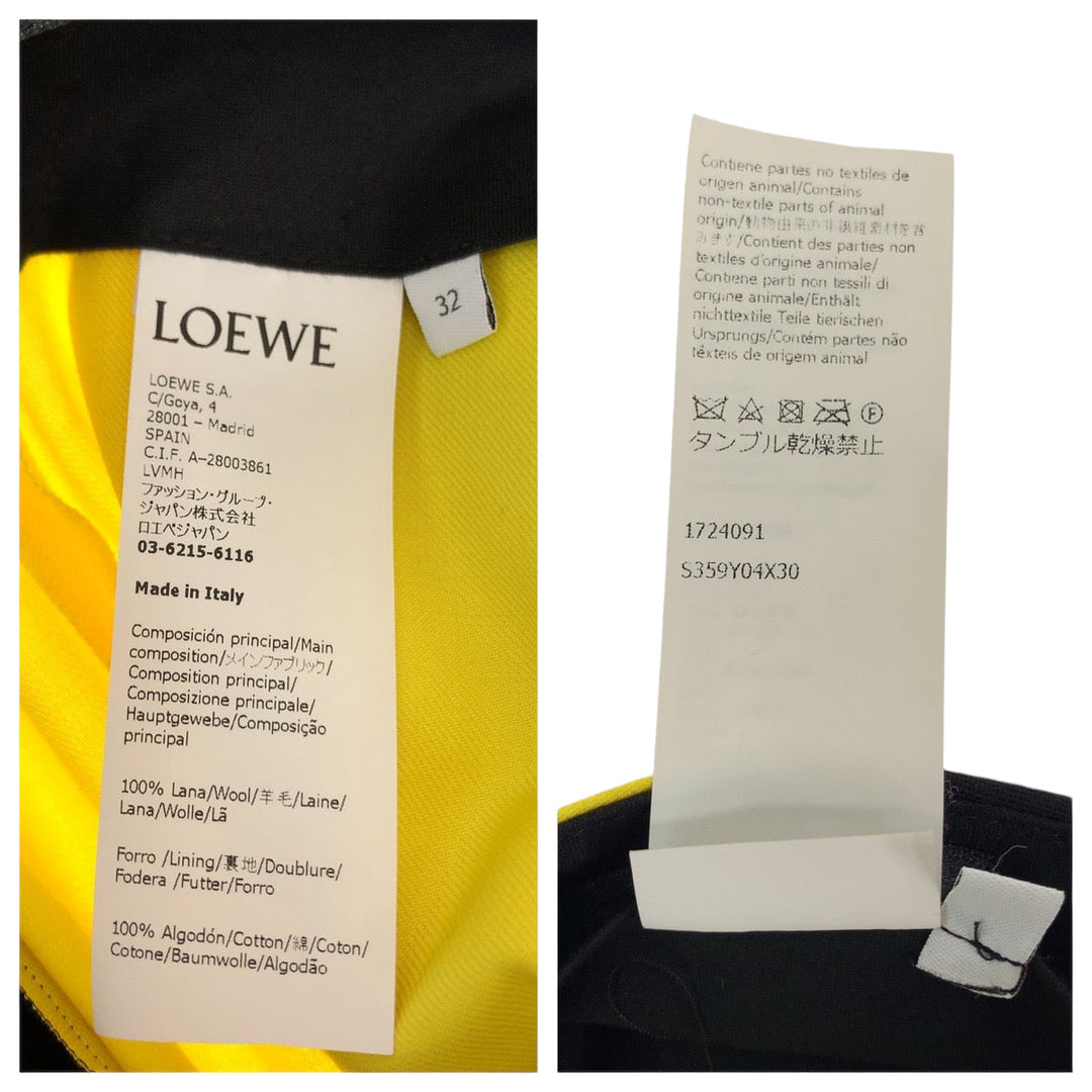 LOEWE Pants S359Y04X30 wool Black Yellow Wide Pants Baggy Pants Women 32 Used Authentic