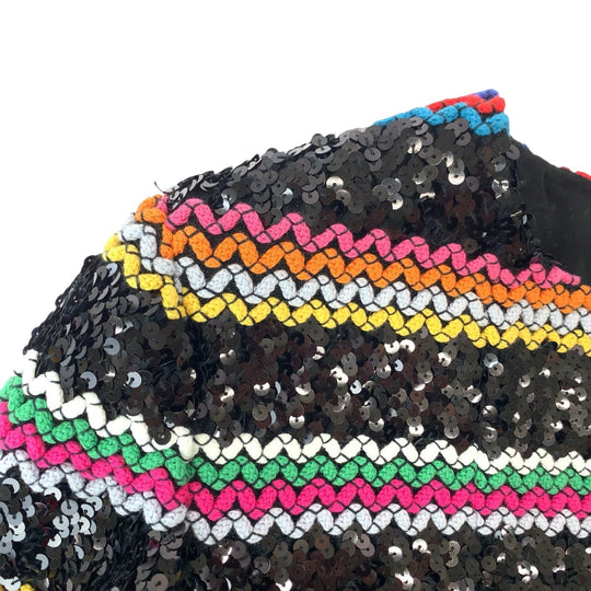 CHANEL No color jacket P72607V64263 cotton multicolor No-collar jacket cardigan Collection line Sequin Women 36 Used Authentic