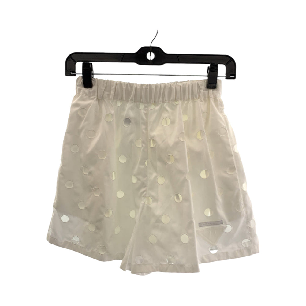 PRADA Shorts cotton white Shorts Half pants with inner Polka Dot Cutwork Women 36 Used Authentic