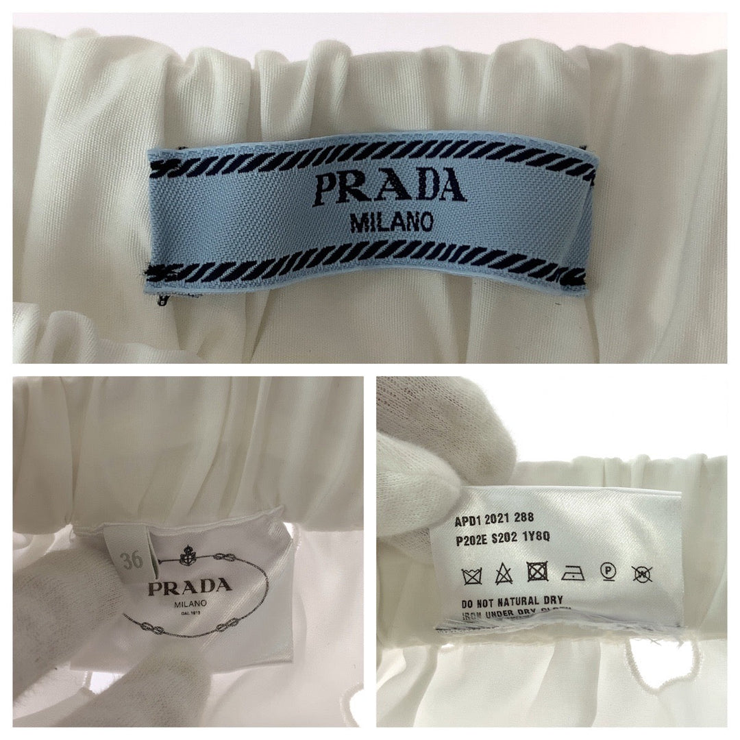 PRADA Shorts cotton white Shorts Half pants with inner Polka Dot Cutwork Women 36 Used Authentic