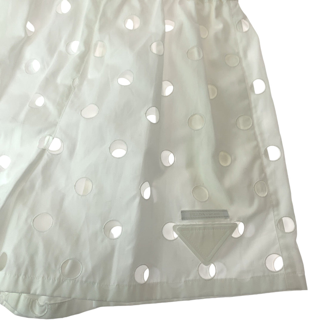 PRADA Shorts cotton white Shorts Half pants with inner Polka Dot Cutwork Women 36 Used Authentic