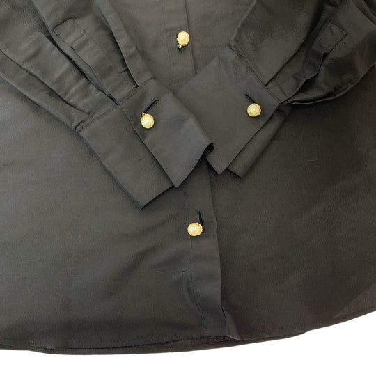 CHANEL Long sleeve shirt P64478V24243 silk Black Gold Metal Long sleeve shirts Dress shirts Silk shirts Fake pearl Women 36 Used Authentic