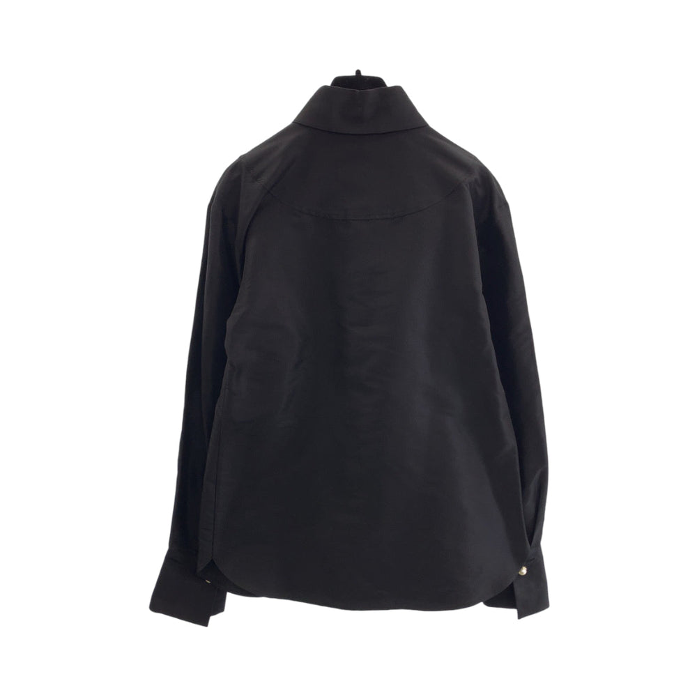 CHANEL Long sleeve shirt P64478V24243 silk Black Gold Metal Long sleeve shirts Dress shirts Silk shirts Fake pearl Women 36 Used Authentic