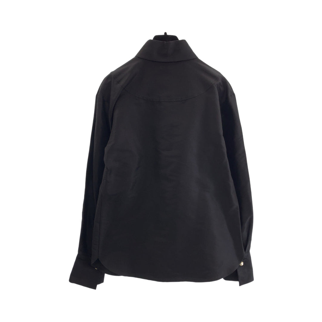 CHANEL Long sleeve shirt P64478V24243 silk Black Gold Metal Long sleeve shirts Dress shirts Silk shirts Fake pearl Women 36 Used Authentic