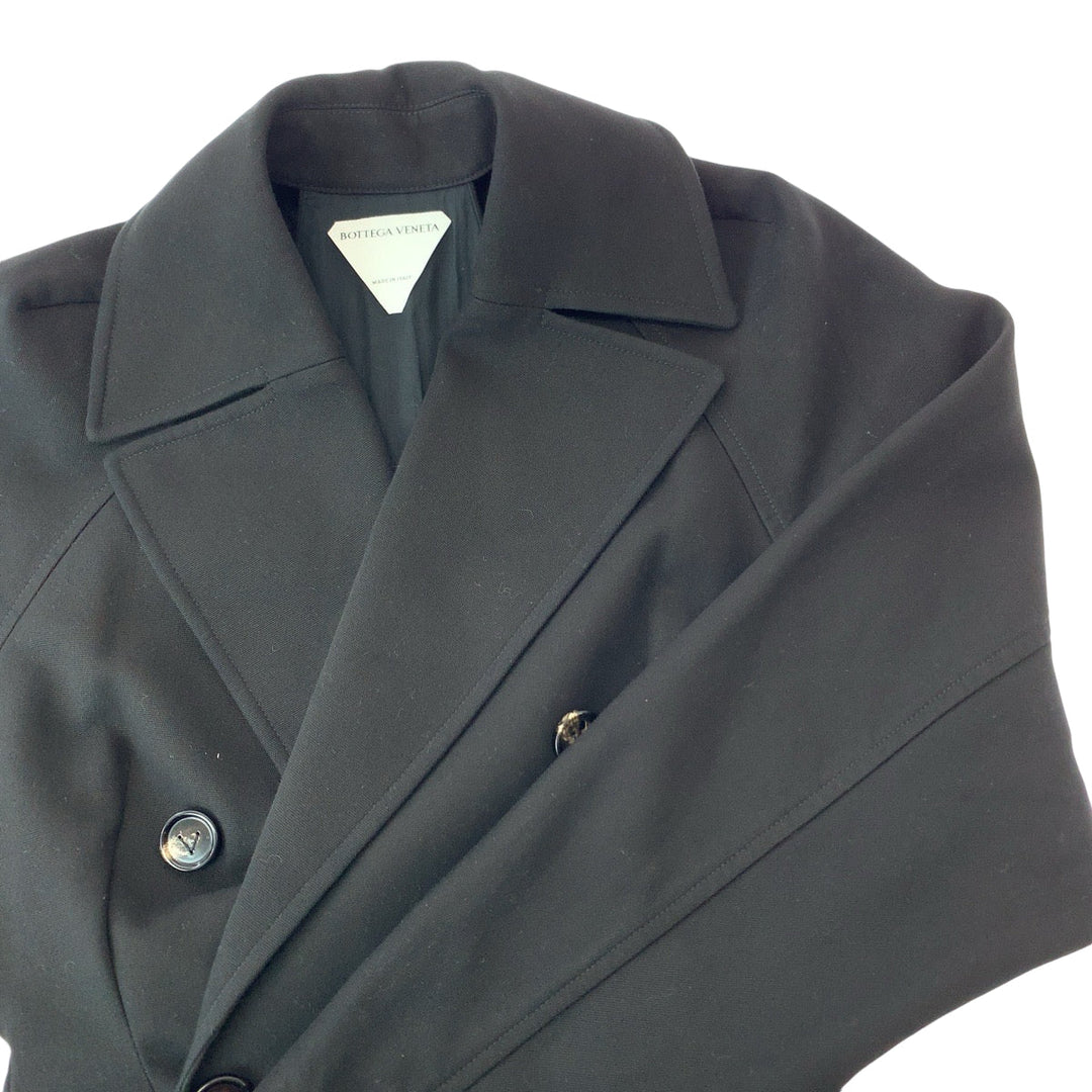 BOTTEGAVENETA trench coat wool black trench coat triangle belt Women 36 Used Authentic