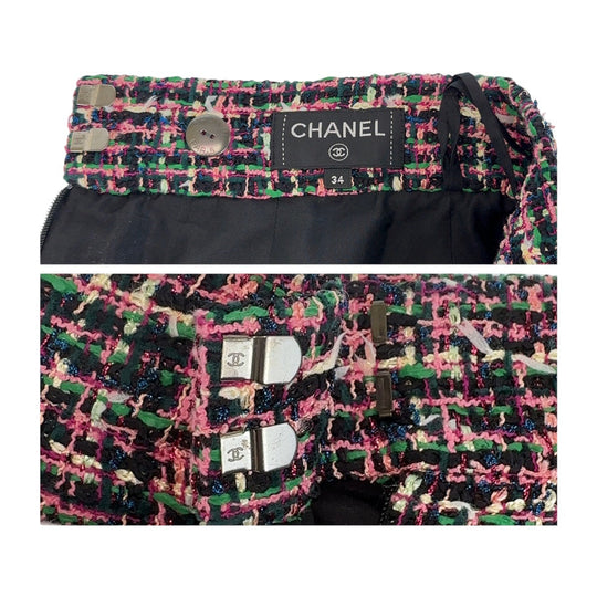 CHANEL skirt P60792V46091 polyamide Pink multicolor Skirt Tweed Women 34 Used Authentic