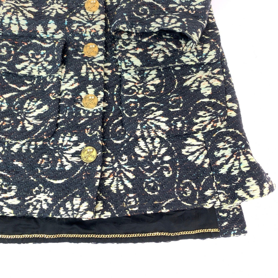 CHANEL No color jacket P57902V43779 wool Navy multi-color No-collar jacket Half coat Overall handle Owl COCO Mark Women 34 Used Authentic
