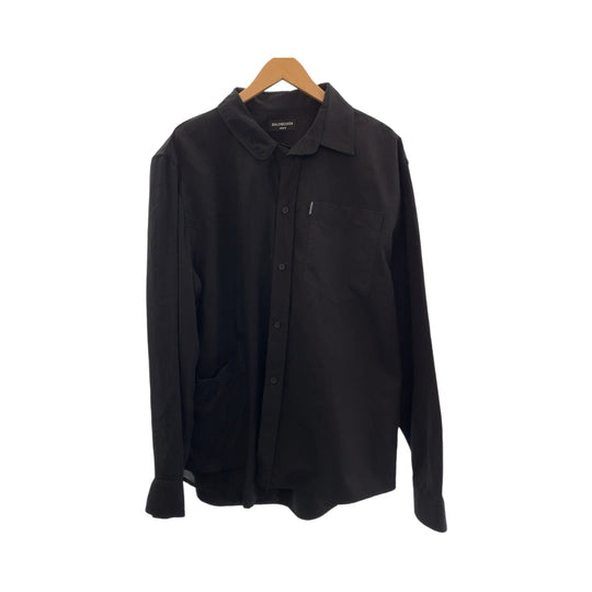 BALENCIAGA Long sleeve shirt 658854 TKO13 cotton black Stomach material docking mens XXS Used Authentic