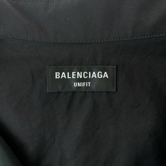 BALENCIAGA Long sleeve shirt 658854 TKO13 cotton black Stomach material docking mens XXS Used Authentic