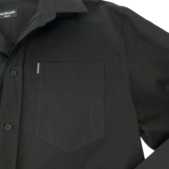 BALENCIAGA Long sleeve shirt 658854 TKO13 cotton black Stomach material docking mens XXS Used Authentic