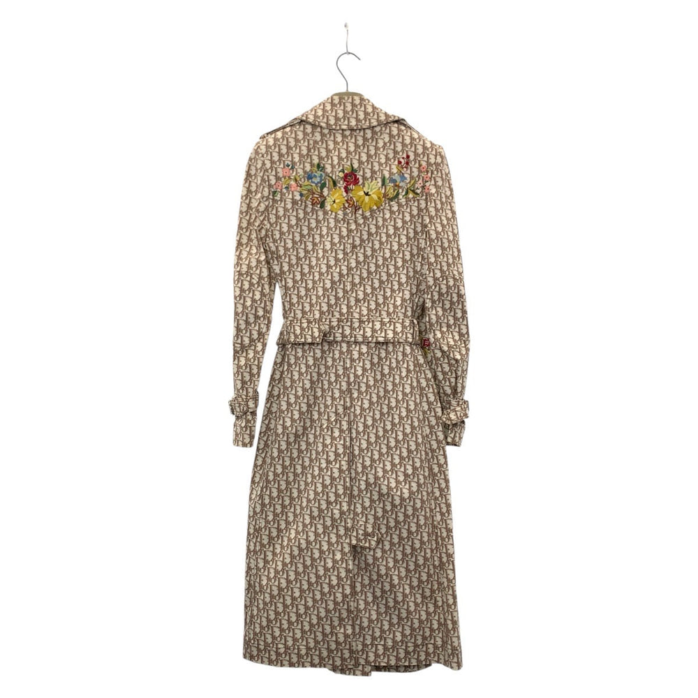 Dior trench coat cotton Beige SilverMetal Trotter Floral Embroidery Women 36 Used Authentic