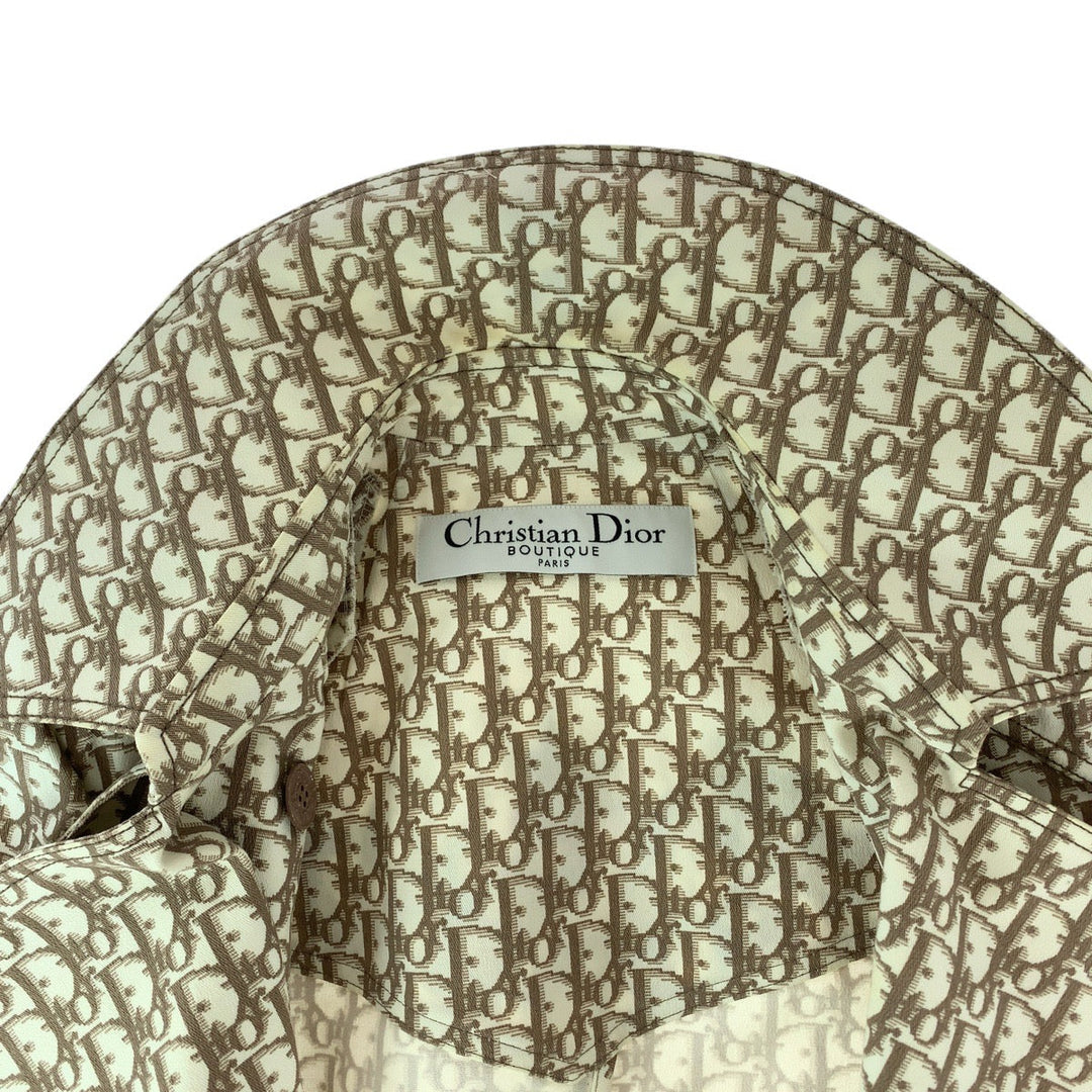 Dior trench coat cotton Beige SilverMetal Trotter Floral Embroidery Women 36 Used Authentic