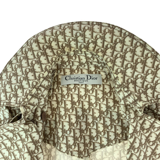 Dior trench coat cotton Beige SilverMetal Trotter Floral Embroidery Women 36 Used Authentic