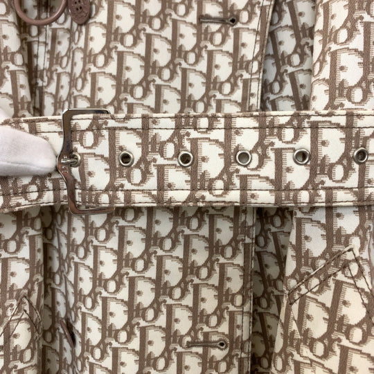Dior trench coat cotton Beige SilverMetal Trotter Floral Embroidery Women 36 Used Authentic
