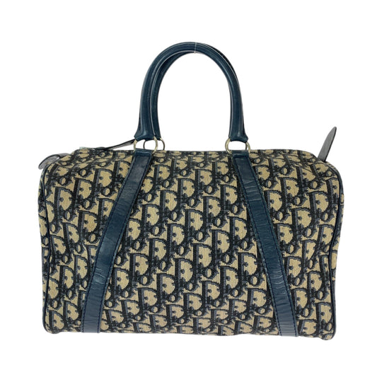 Dior Boston Duffel bag canvas Navy Beige SilverMetal Boston Duffel bag Handbag Trotter Women Used Authentic