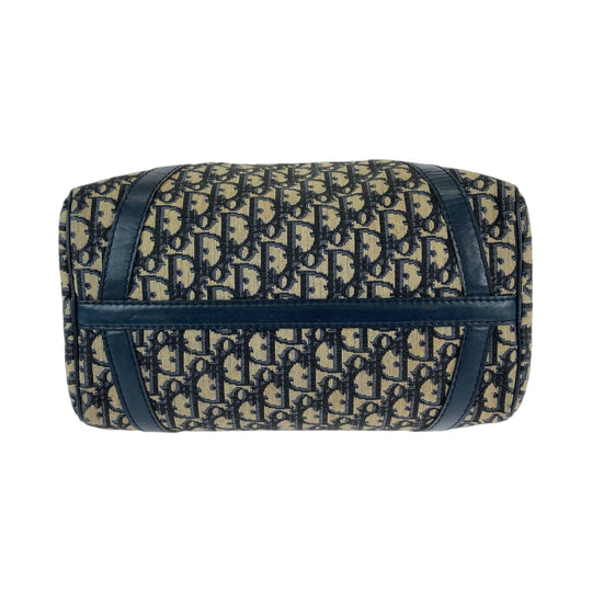 Dior Boston Duffel bag canvas Navy Beige SilverMetal Boston Duffel bag Handbag Trotter Women Used Authentic