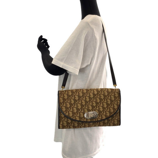 Dior Shoulder Bag canvas Brown Gold Metal Shoulder Bag, shoulder bag Trotter Women Used Authentic
