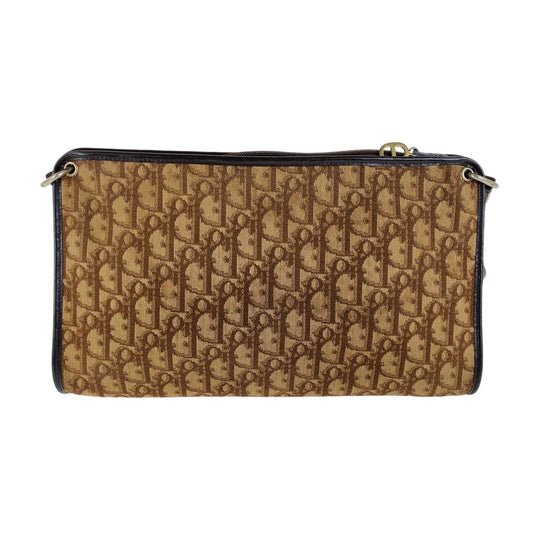 Christian Dior Shoulder Bag Canvas, Leather Brown Beige Gold Metal Shoulder Bag Trotter Women Used Authentic