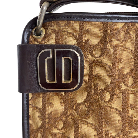 Christian Dior Shoulder Bag Canvas, Leather Brown Beige Gold Metal Shoulder Bag Trotter Women Used Authentic