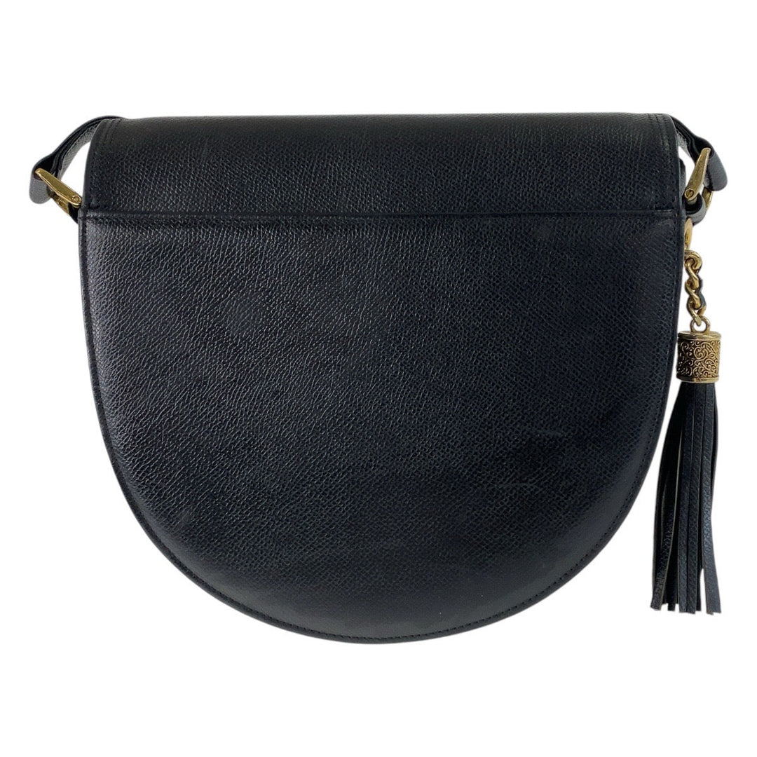 Valentino Garavani Shoulder Bag leather Black GoldMetal Crossbody Shoulder Bag Pochette Women Used Authentic