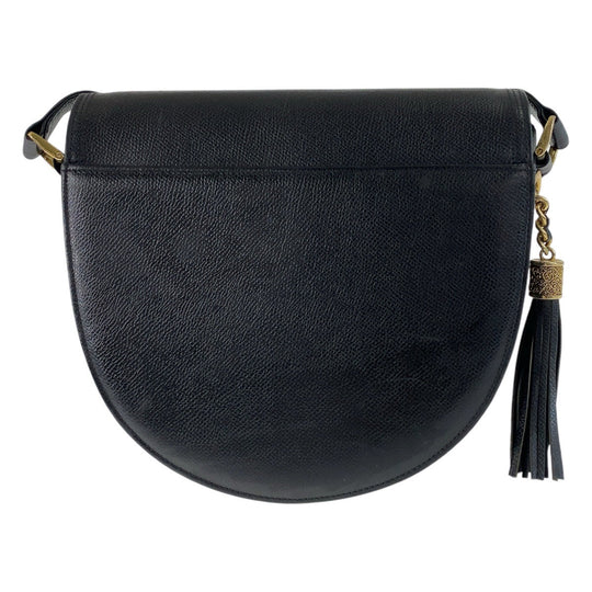 Valentino Garavani Shoulder Bag leather Black GoldMetal Crossbody Shoulder Bag Pochette Women Used Authentic