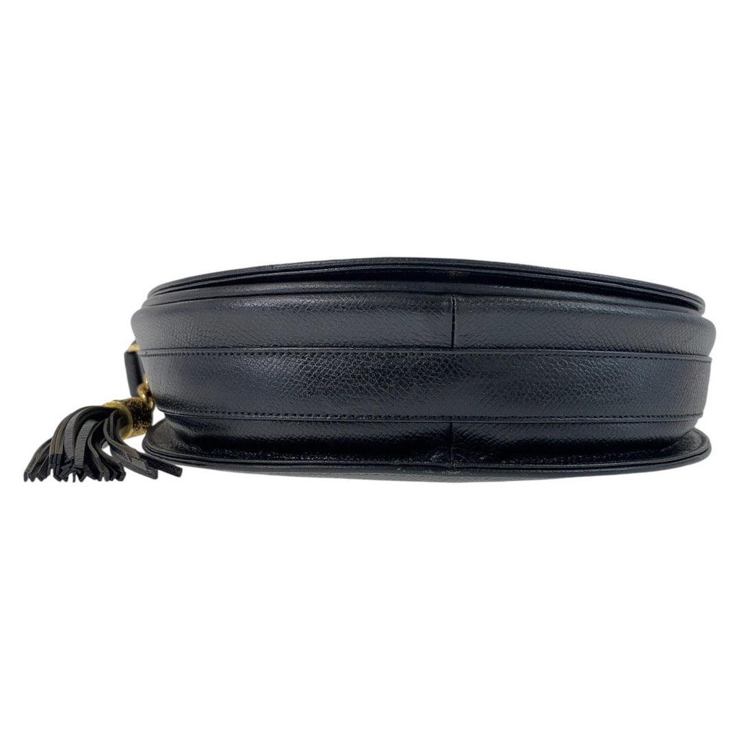 Valentino Garavani Shoulder Bag leather Black GoldMetal Crossbody Shoulder Bag Pochette Women Used Authentic