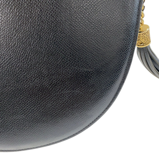 Valentino Garavani Shoulder Bag leather Black GoldMetal Crossbody Shoulder Bag Pochette Women Used Authentic